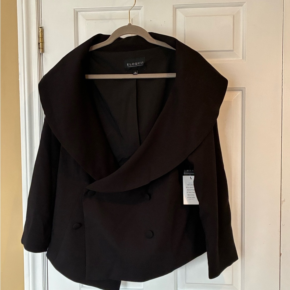Eloquii Women's Elegant Black Pea Coat